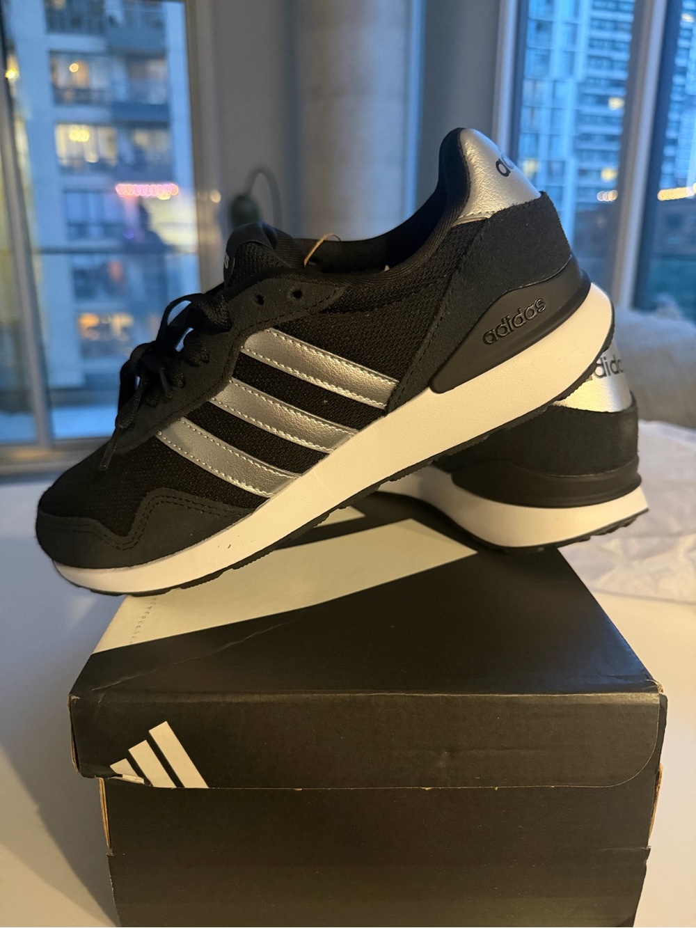 NEW adidas Women’s Black & Silver Retro Runner Sneakers